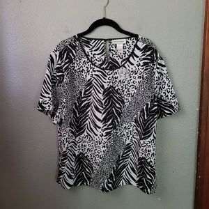 NWT Drapers & Damons Short Sleeve Animal Print Blouse Women's Size XL